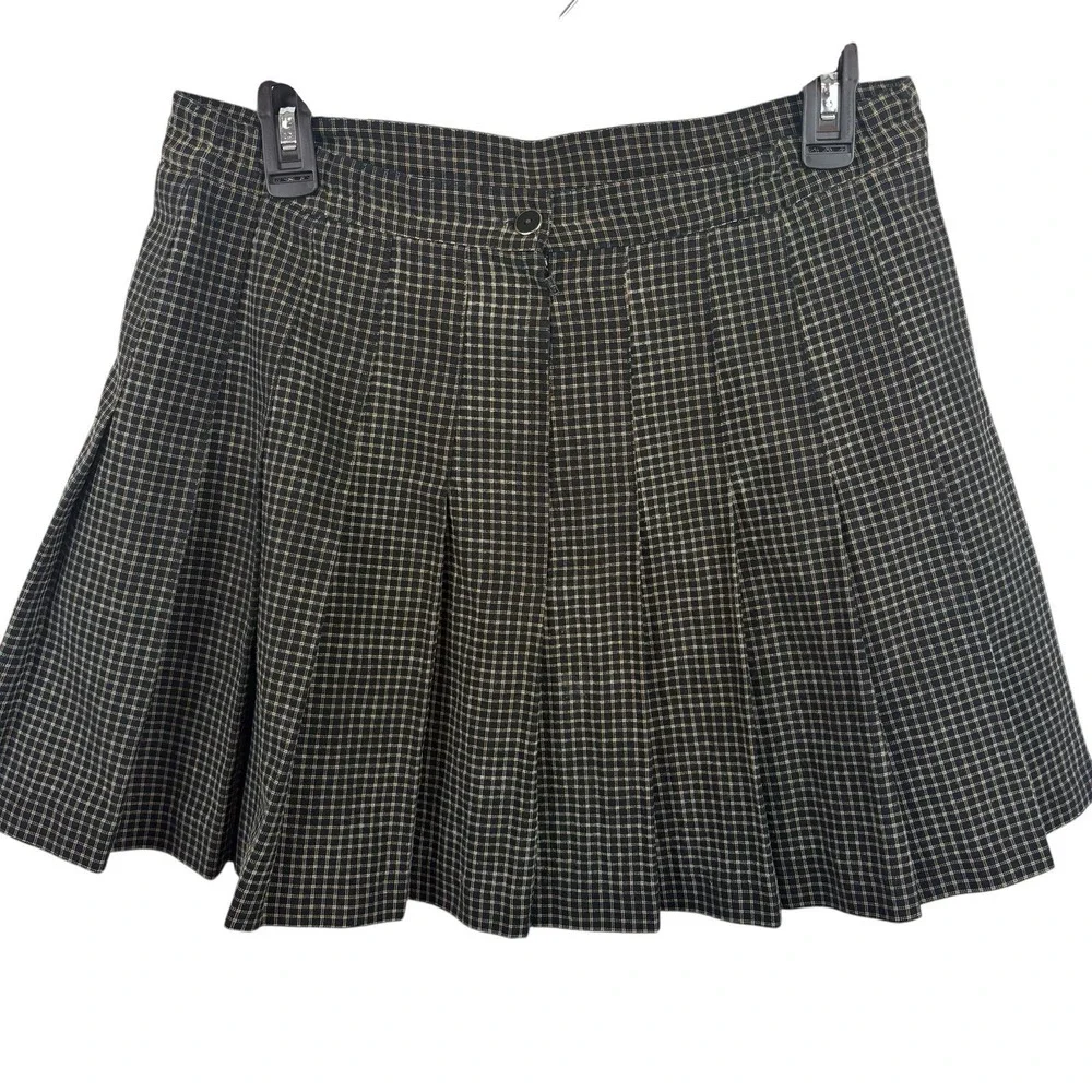 Vintage 90's Tail Black Tan Plaid Pleated Tennis‎ Skirt Size 12